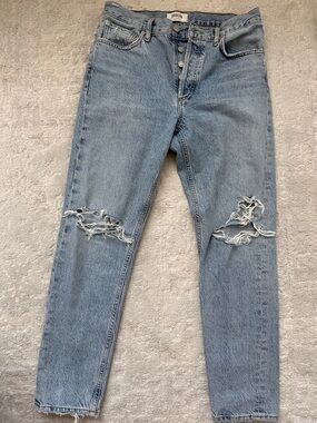 Agolde Light Blue Distressed Boyfriend Jeans